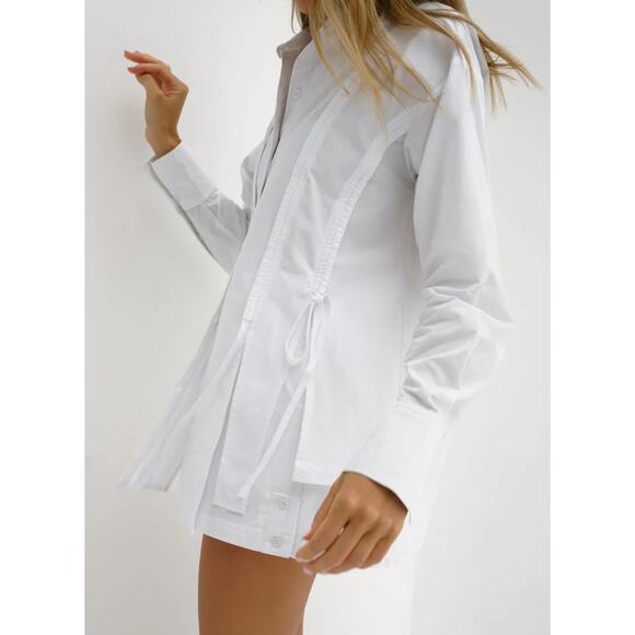 Vita Grace NEW Hana Tie Detail Cotton Shirt in White Size Small Long Sleeves - Picture 3 of 16